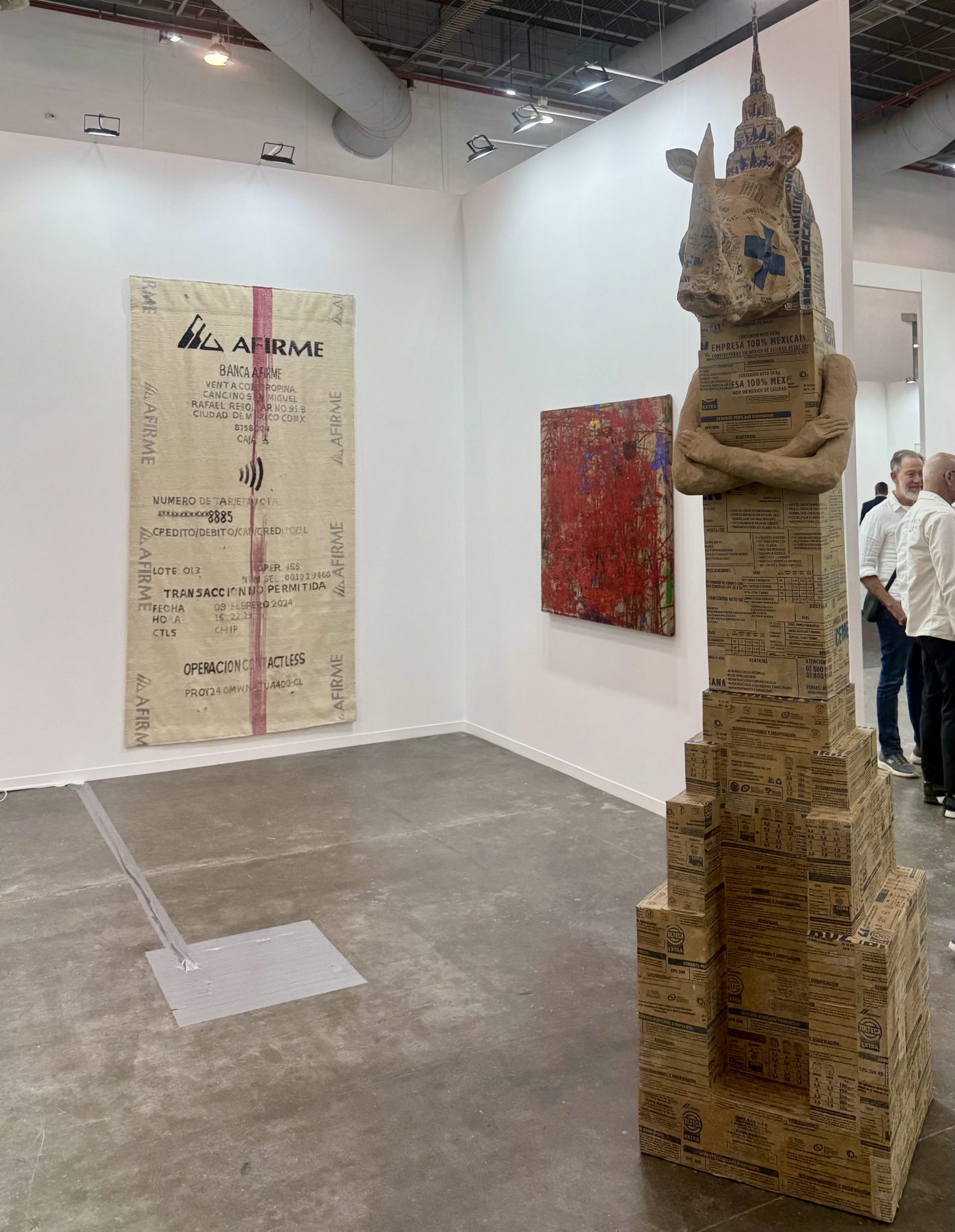 Kurimanzutto's booth at Zona Maco featuring works by Gabriel Kuri,
Oscar Murillo, and Damian Ortega