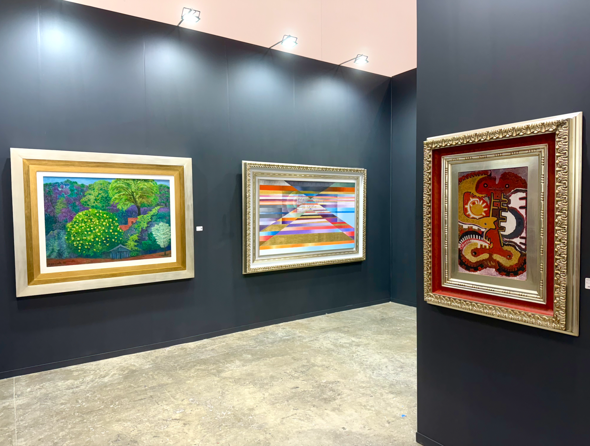 Works by Olga Costa, Arnaldo Coen, and Rodolfo Nieto at L/S Galeria's booth at Zona Maco