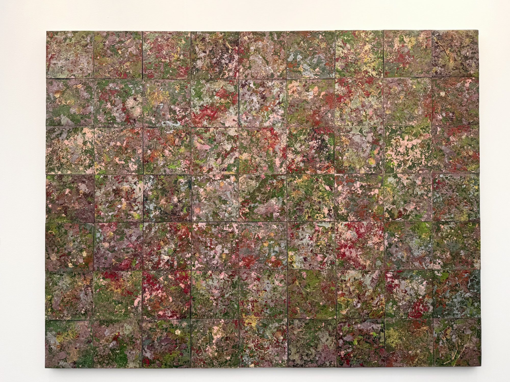 A mixed media painting by Michelle Stuart at Frieze La for Marc Selwyn Fine Art