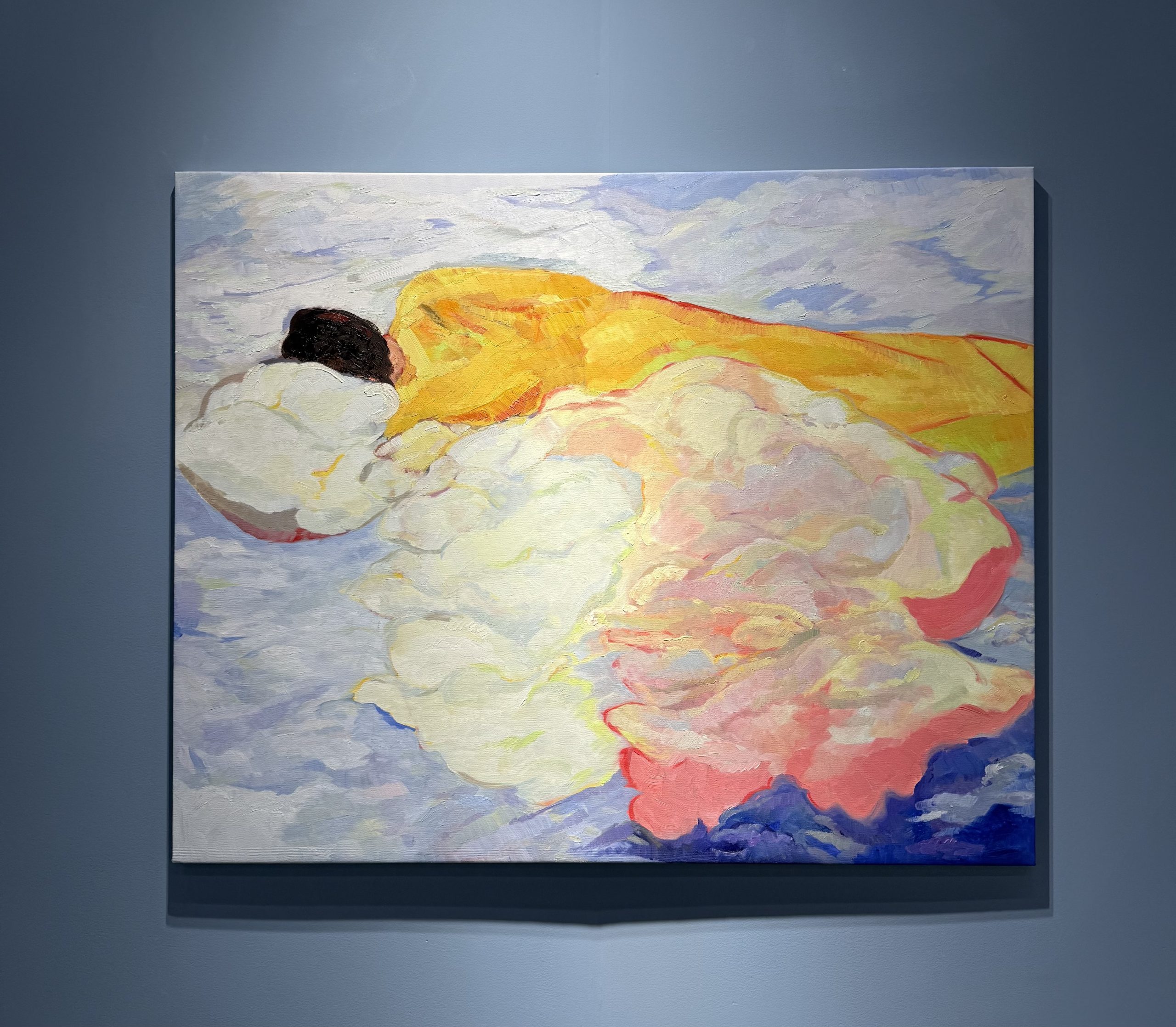 A painting by Anas Albraehe at mor charpentier's booth at Frieze New York 2026