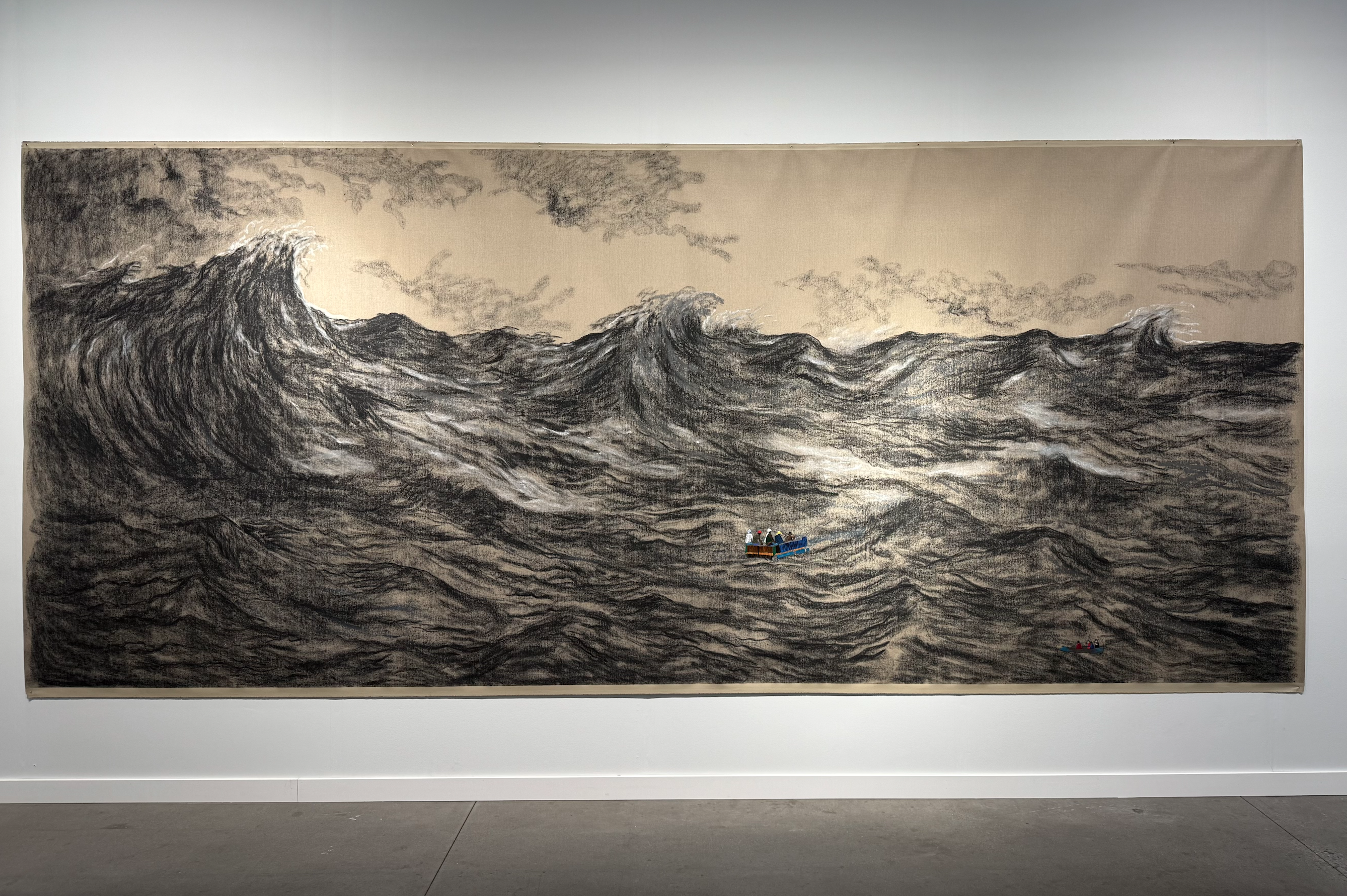 A charcoal work by Nohemi Perez at mor charpentier's booth at Frieze New York 2026
