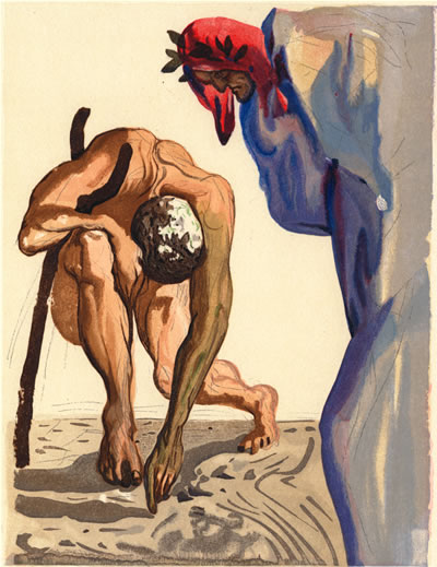 item24v3plate71 Sordello drawing a line in Purgatory- Salvador Dali
