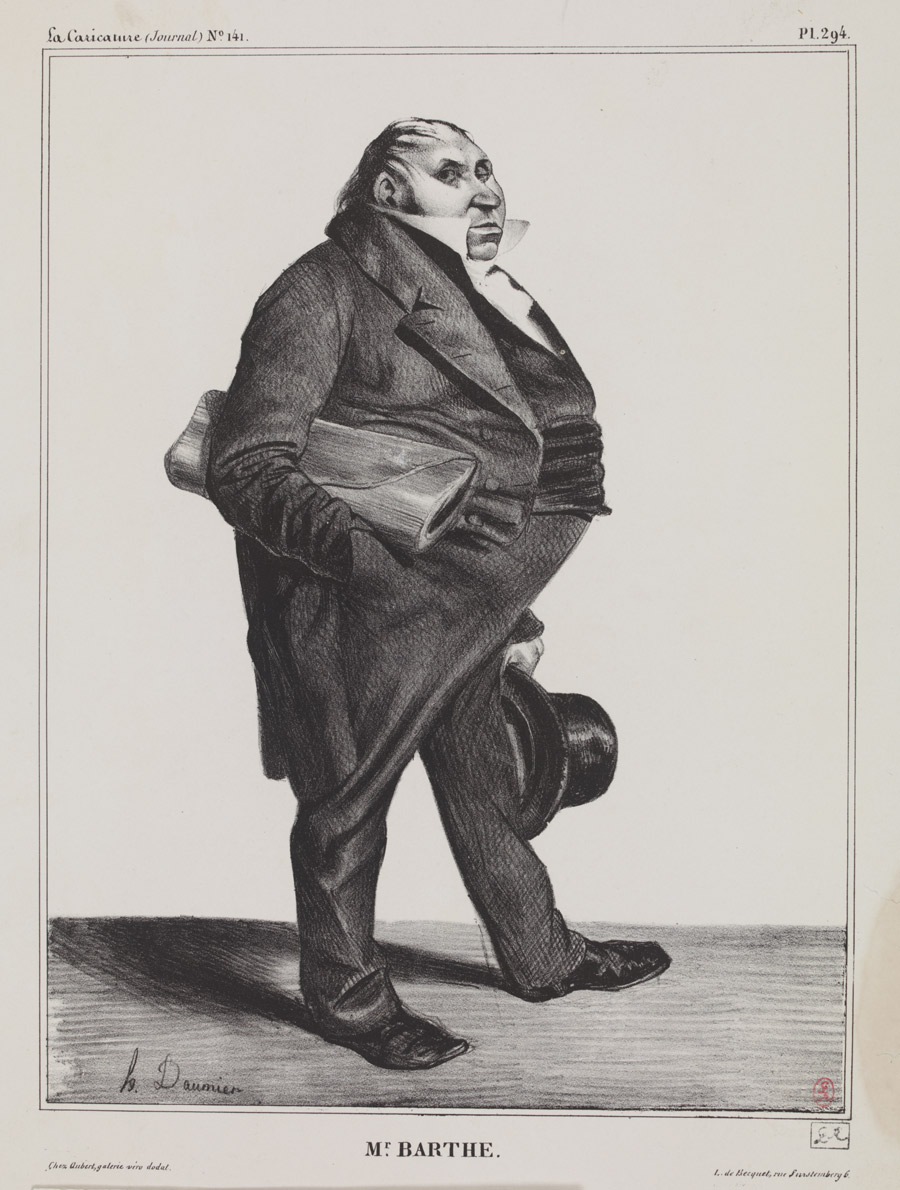 Honoré Daumier, 'Mr Barthe, La Caricature', 18 July 1833_Daumier 1808-1879 Visions of Paris Honoré Daumier, 'Mr Barthe, La Caricature', 18 July 1833_Daumier 1808-1879 Visions of Paris