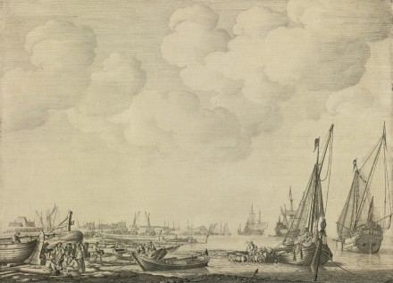 Willem Van De Velde The Elder, Dutch Harbor In A Calm With Small Vessels Inshore, via Sotheby's
