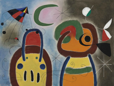 Joan Miró, L'Oiseau au plumage déployé vole vers l'arbre argenté (1953), via Christie's