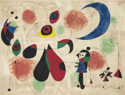 Joan Miró, Painting (Women, Moon, Birds) (1950), via Christie's