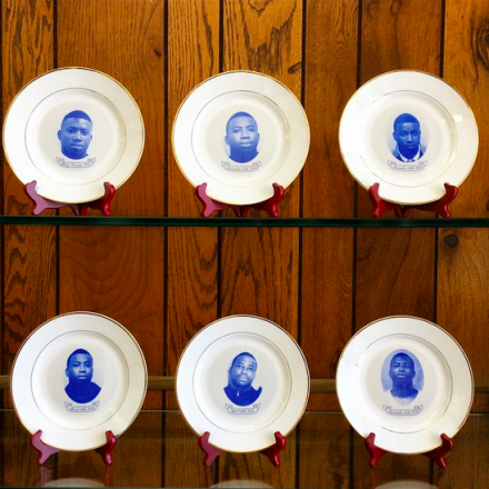 Gucci Mane Dinner Plates by Akiziwe Mohammed at Spring Break, via Art Observed