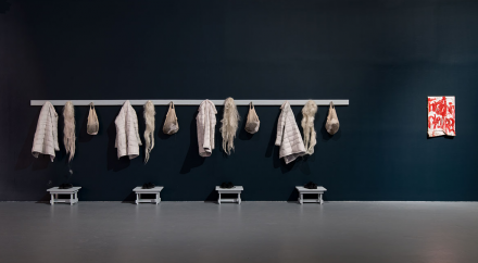 William Pope L., Trinket (Installation View), via MOCA