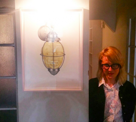 Aurel Schmidt with a work from New Gods, via Art Observed