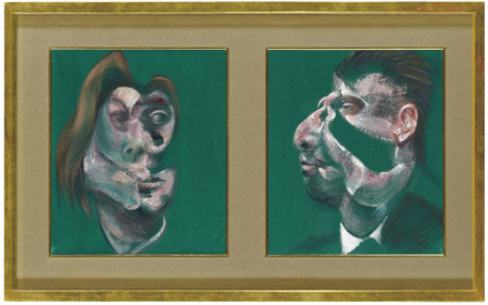 Francis Bacon, Study for Head of Isabel Rawsthorne and George Dyer (1967), via Christie's