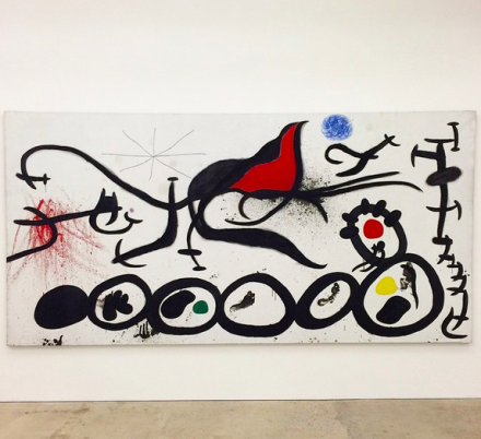 Joan Miró, The Sorrowful March Guided by the Flamboyant Bird of the desert (1968), via Art Observed