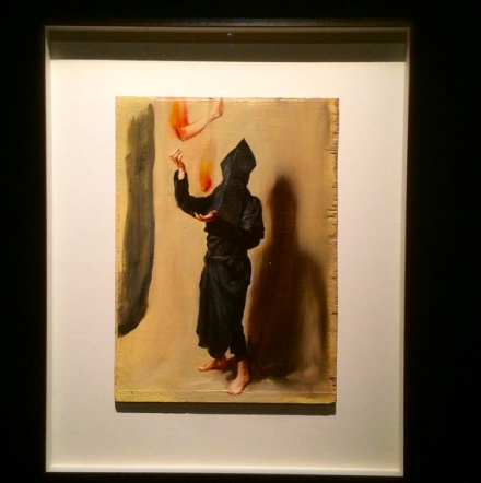 Michael Borremans, Black Mould / Juggling with Fiery Limbs II (2015), via Art Observed