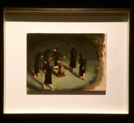 Michael Borremans, Black Mould : The Badger's Song (2015), via Art Observed