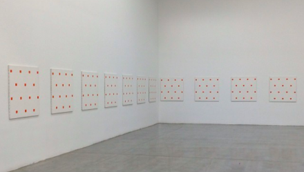 Niele Toroni at Swiss Institute (Installation View), via Art Observed