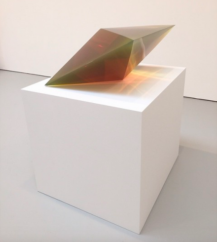 De Wain Valentine, Double Pyramid Fluoresscent Green (1970), via Art Observed