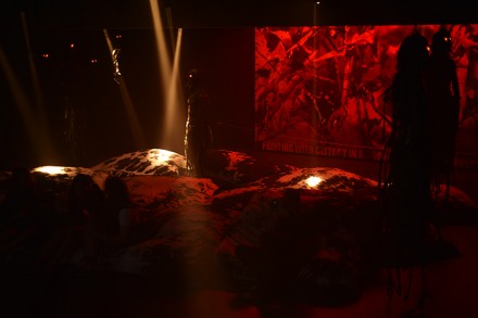 Korakrit Arunanondchai, Painting with history in a room filled with people with funny names 3 (2015), all photos by D. Mookherjee for Art Observed