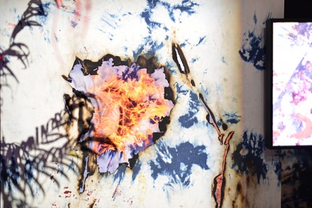 Korakrit Arunanondchai, Painting with history in a room filled with people with funny names 3 (2015), all photos by D. Mookherjee for Art Observed