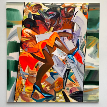 Dana Schutz, Fight in an Elevator (2015), via Art Observed