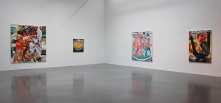 Dana Schutz, Fight in an Elevator (Installation View), via Petzel