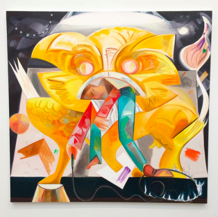 Dana Schutz, Lion Eating Its Tamer (2015), via Art Observed