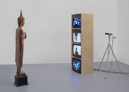 Nam June Paik, Standing Buddha with Outstretched Hand (2005), © Nam June Paik Estate, Courtesy of Gagosian Gallery