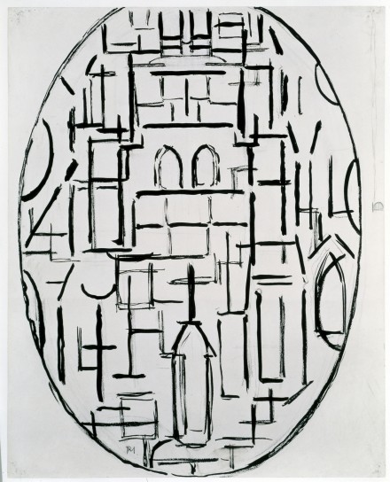Piet Mondrian, "Kirchenfassade 1: Kirche von Domburg," 1914, photo courtesy Martin Gropius Bau © Gemeentemuseum Den Haag, Nie-derlande