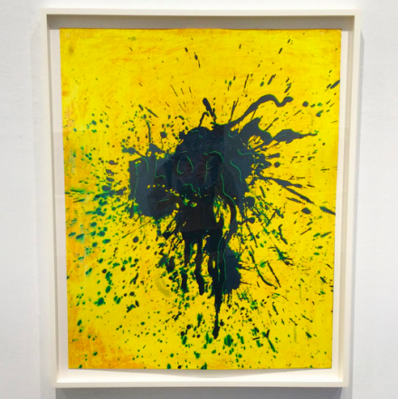 Christian Marclay, Green Plop on Yellow (2014), via Art Observed