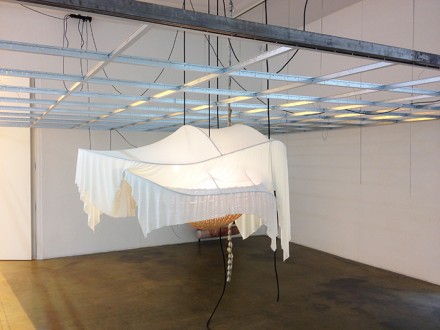 David Douard, bat-breath battery (Installation View), via Daphné Mookherjee for Art Observed