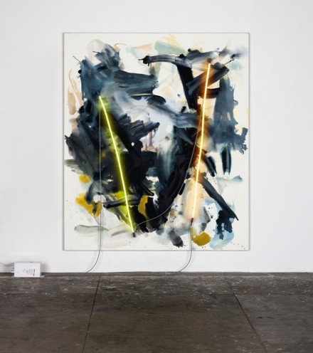 Mary Weatherford, yucca blooms (2015), via David Kordansky