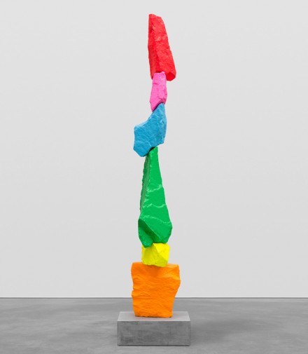 Ugo Rondinone, orange yellow green blue pink red mountain, 2015