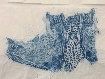 Jennifer Bornstein, Left Hiking Boot (2015), via Rae Wang for Art Observed