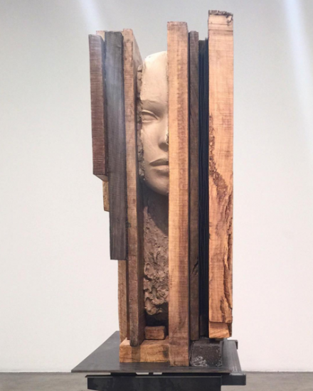 Mark Manders, Unfired Clay Head (2015), via Rae Wang for Art Observed