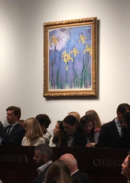 The late Claude Monet, Iris Jaunes Au Nuage Rose, via Rae Wang for Art Observed