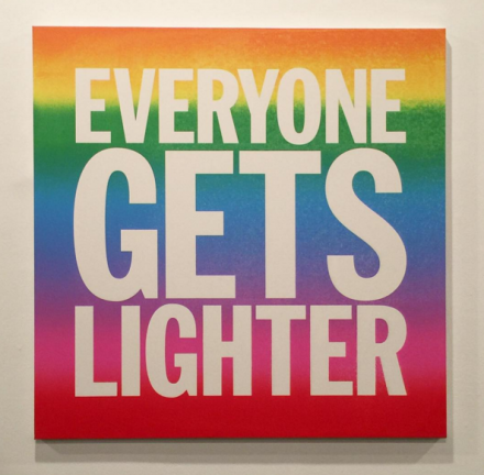 John Giorno, EVERYONE GETS LIGHTER (2015), via Rae Wang for Art Observed