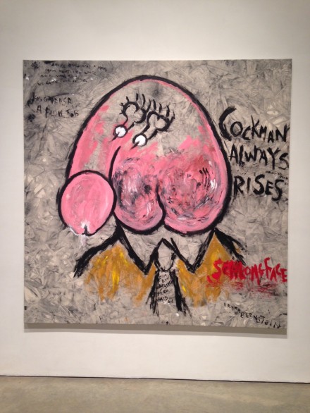 Judith Bernstein, Cockman Always Rises Gray (2015)