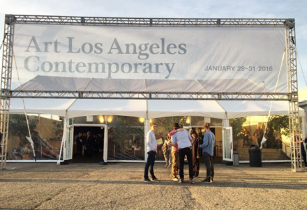 Outside of Art Los Angeles Contemporary at Barker Hangar, via Art Observed