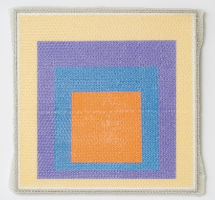 Tammi Campbell, Homage to the Square with Bubblewrap and Packing Tape #4 (2019), via Anat Ebgi