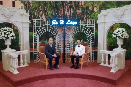 Alex Israel, As It Lays 2, 2019 (Production still with Tom Hanks and Alex Israel), via Greene Naftali