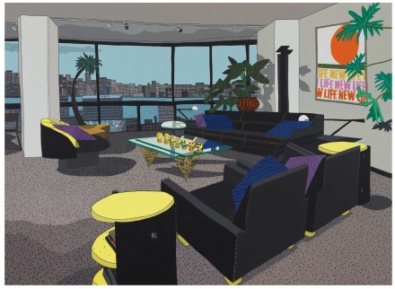 Jonas Wood, Jersey City Apartment (2018), via Gagosian