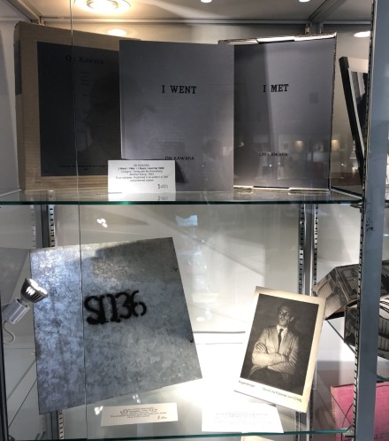 Martin Kippenberger and On Kawara at Tim Byers : Zucker Art Books, via Art Observed