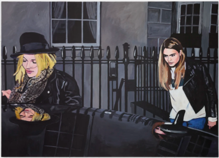 Merlin Carpenter, Art Prep Draw Kate Moss and Cara Delevigne (2019), via Simon Lee