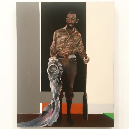 Noah Davis Man with Alien and Shotgun (2008), all images via Art Observed