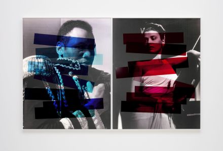Hank Willis THomas, Interaction of Color (Josef Albers diptych) (variation with flash) (2019), via Kayne Griffin Corcoran