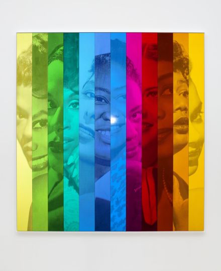 Hank Willis Thomas, "People just like to look at me" (Spectrum IX) (variation with flash) (2019), via Kayne Griffin Corcoran