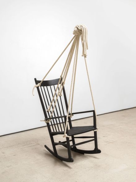 Ricky Swallow, Rocking Chair with Rope (Meditation #1) (2020), via David Kordansky