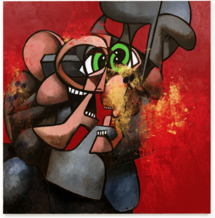 George Condo, Internal Riot (2020), via Hauser & Wirth