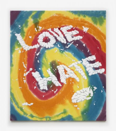 Joel Mesler, Untitled (Love, Hate) (2020), via David Kordansky