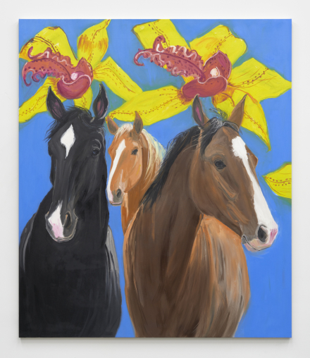Ann Craven, Horses Three (on Blue, with Orchids), 2021, 2021, via Karma