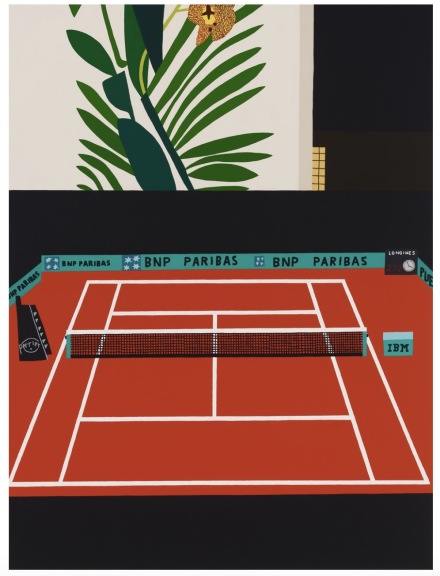 Jonas Wood, French Open with Orchid (2021), via Gagosian