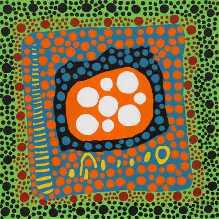 Yayoi Kusama, On Hearing the Sunset Afterglow’s Message of Love, My Heart Shed Tears (2021), via Victoria Miro